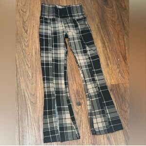 Plaid Black and Tan womens flare leggings